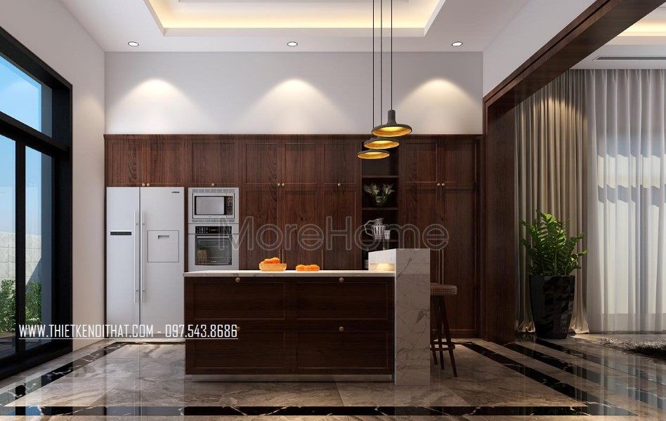 Thiết kế nội thất phòng bếp biệt thự Nam Định hiện đại